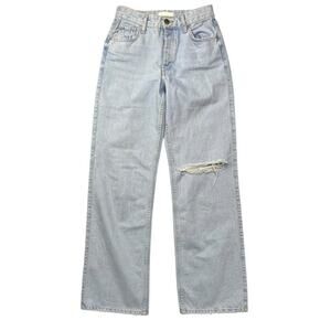 River Island Women’s Wide Leg Light Wash‎ Denim Jeans - Distressed - 6